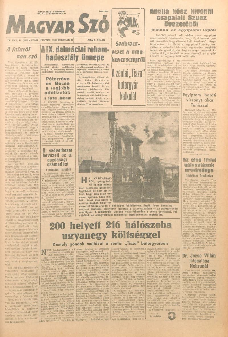 Magyar Szó, 9. évf. 1952. február 22. 45. sz. 1–6. oldal