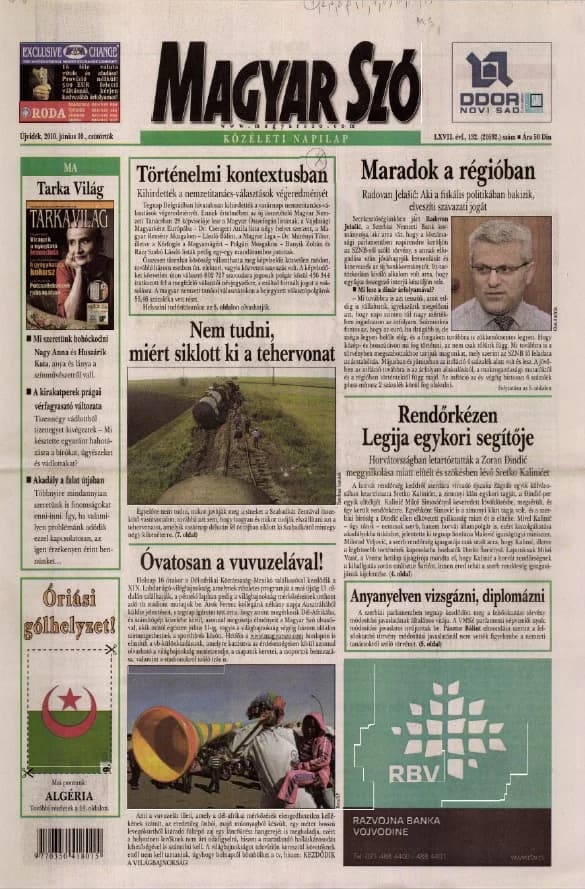 Magyar Szó, 67. évf. 2010. június 10. 132. sz. 1–20. oldal