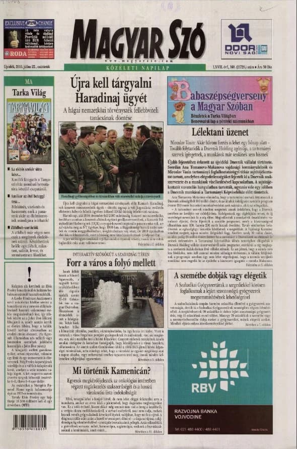 Magyar Szó, 67. évf. 2010. július 22. 168. sz. 1–20. oldal