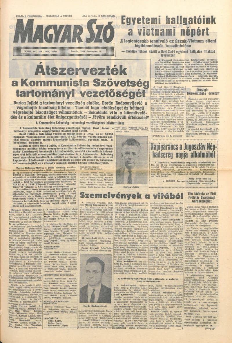Magyar Szó, 23. évf. 1966. december 21. 348. sz.
