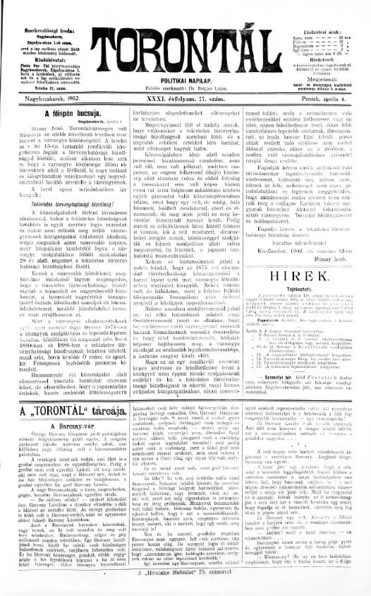 Torontál, 31. évf. 1902. április 4. 77. sz.