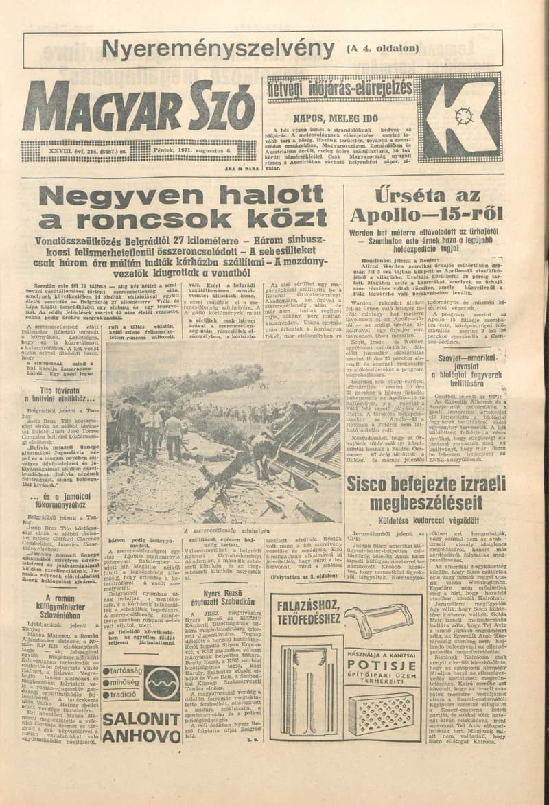 Magyar Szó, 28. évf. 1971. augusztus 6. 214. sz. 1–12. oldal