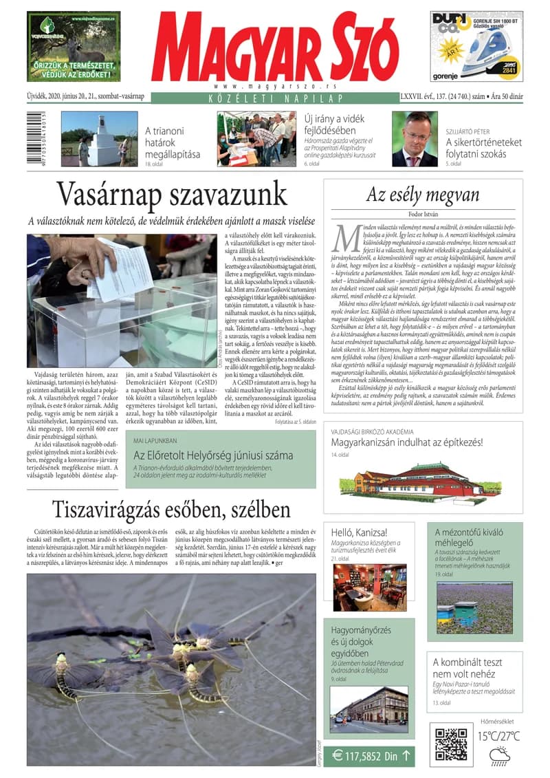 Magyar Szó, 77. évf. 2020. június 20. – 21. 137. sz. 1–32. oldal