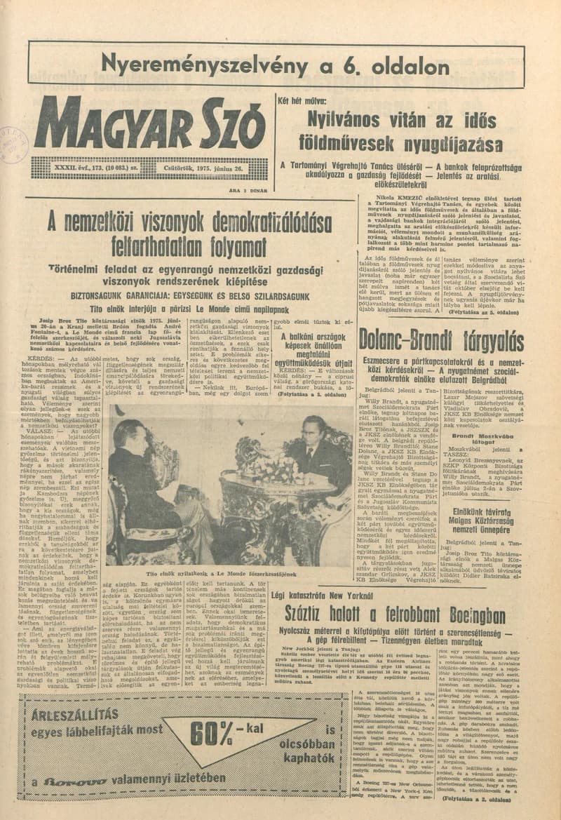 Magyar Szó, 32. évf. 1975. június 26. 173. sz.