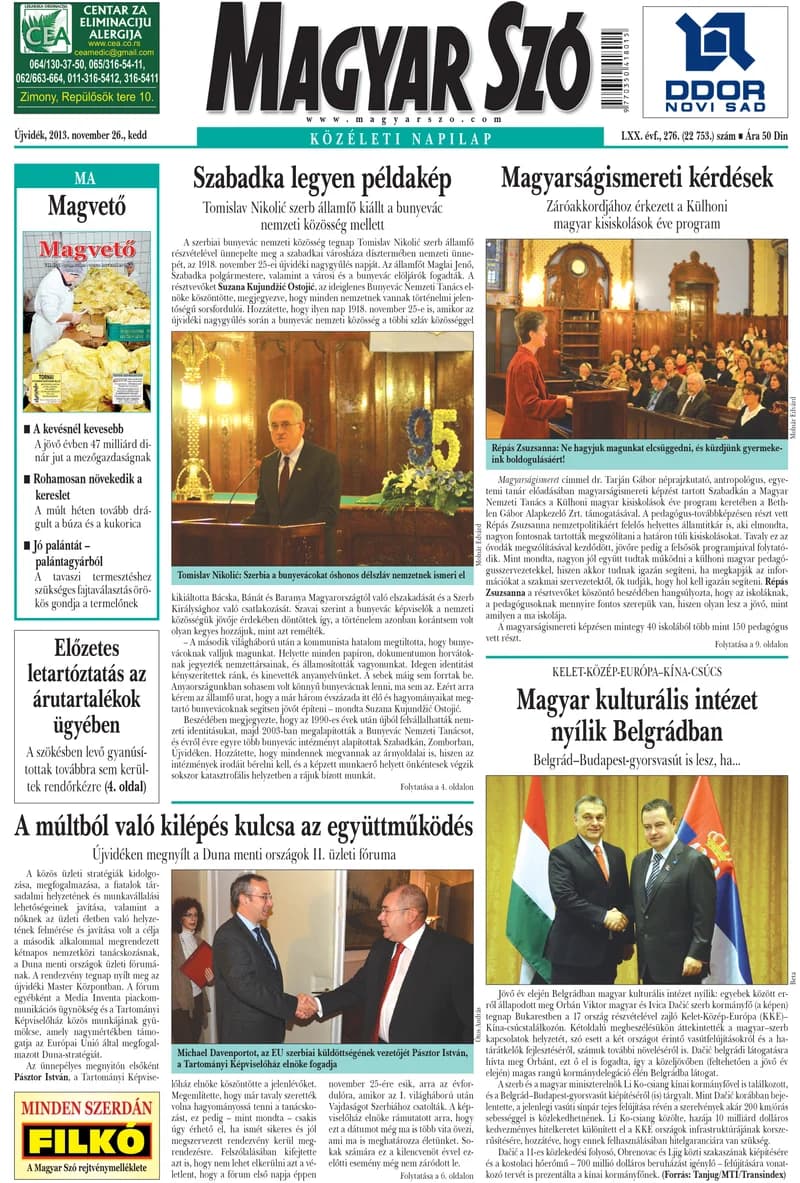 Magyar Szó, 70. évf. 2013. november 26. 276. sz. 1–20. oldal