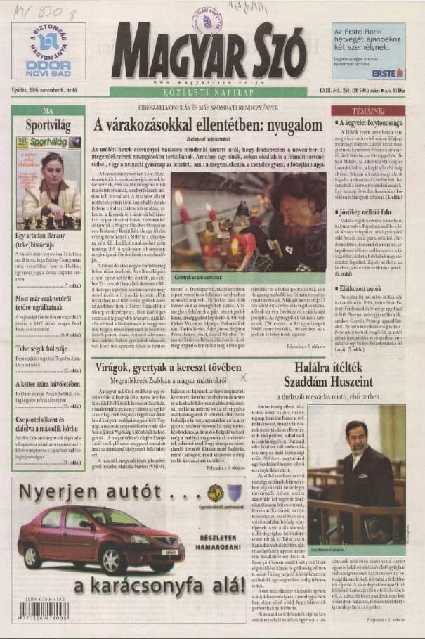 Magyar Szó, 63. évf. 2006. november 6. 259. sz. 1–12. oldal