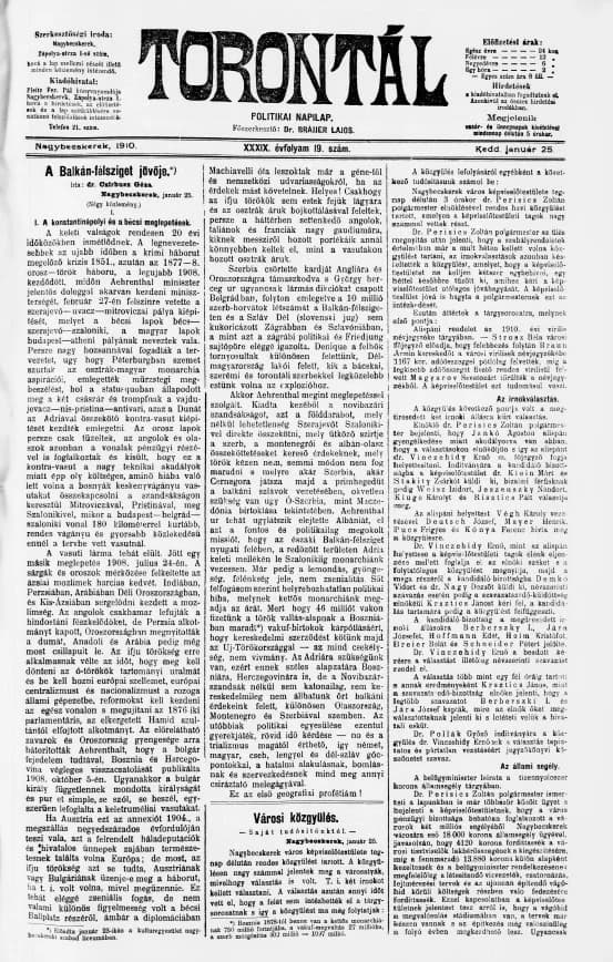 Torontál, 39. évf. 1910. január 25. 19. sz.