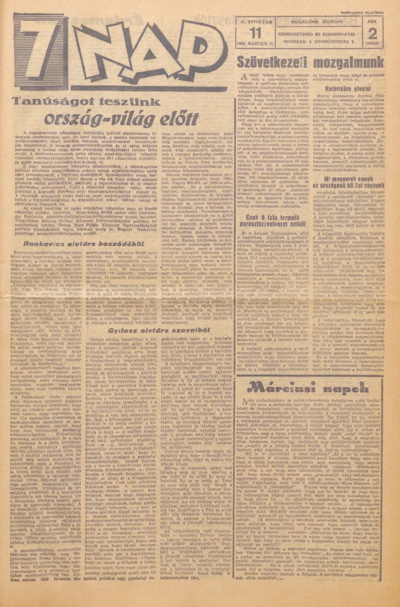 7 Nap, 5. évf. 1950. március 15. 11. sz. 1–4. oldal