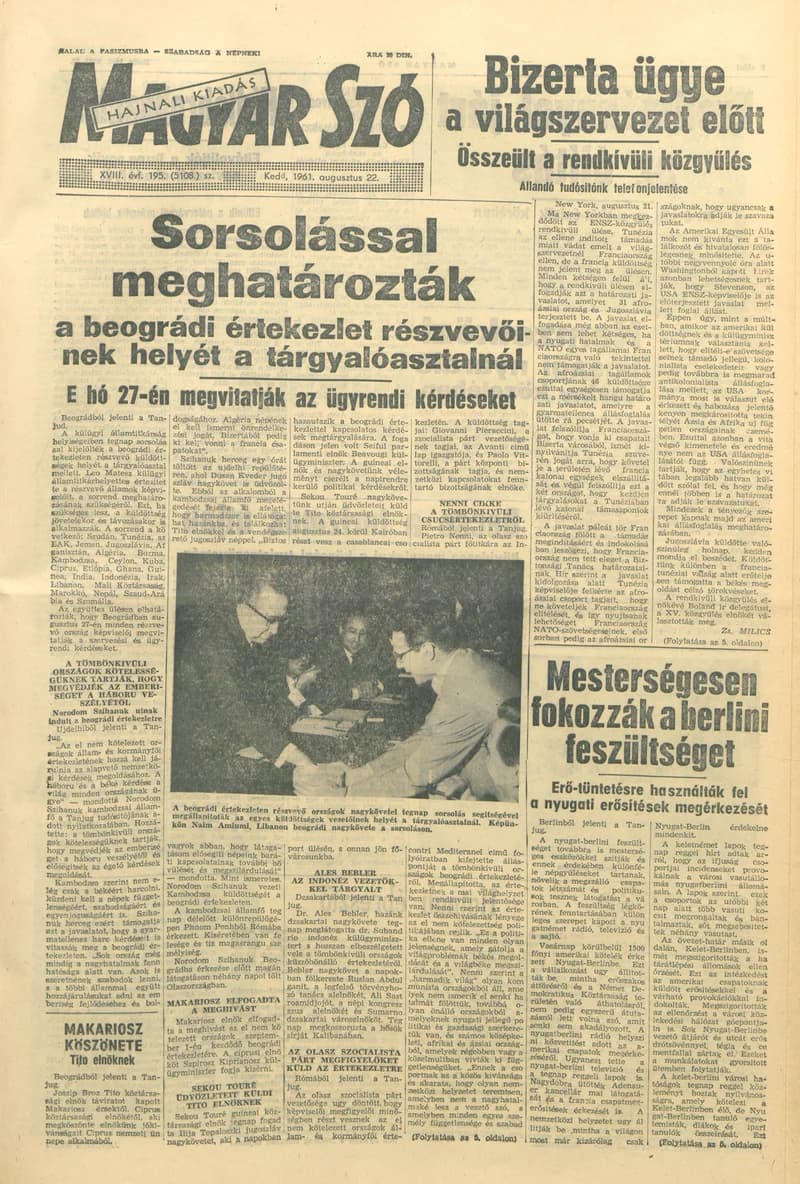 Magyar Szó, 18. évf. 1961. augusztus 22. 195. sz. 1–12. oldal
