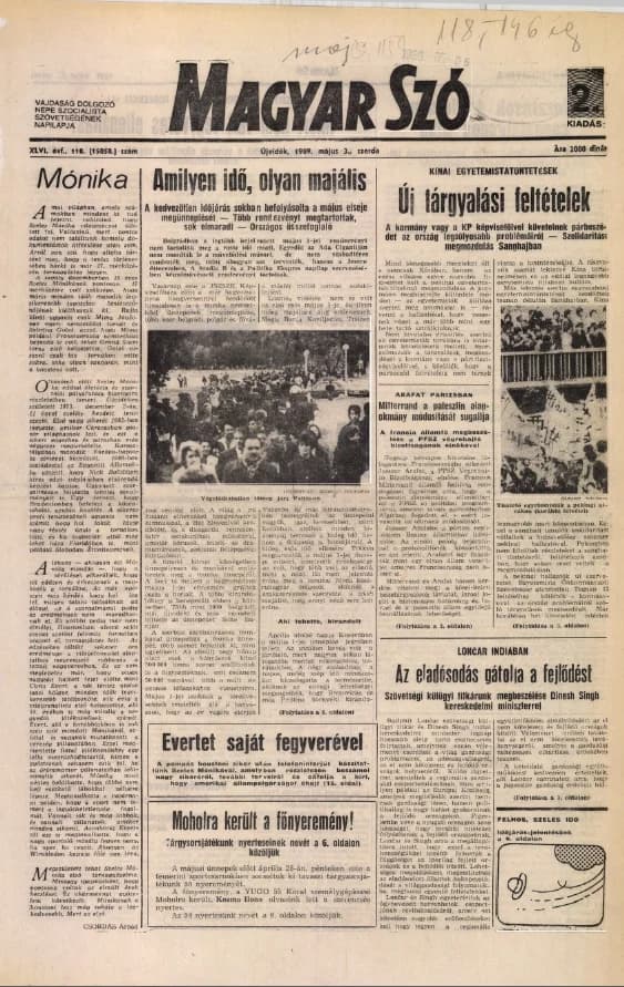 Magyar Szó, 46. évf. 1989. május 3. 118. sz. 1–16. oldal