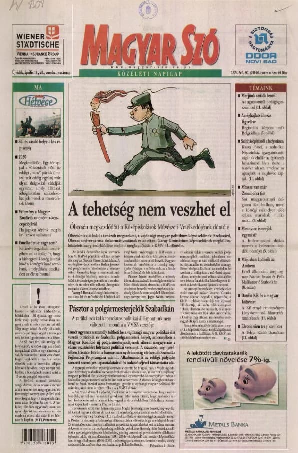 Magyar Szó, 65. évf. 2008. április 19. – 20. 90. sz. 1–28. oldal