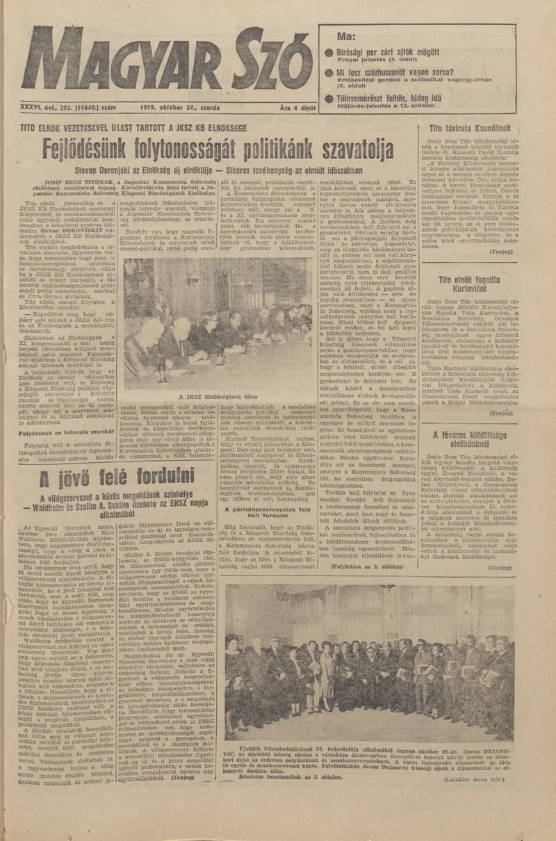 Magyar Szó, 36. évf. 1979. október 24. 293. sz. 1–24. oldal