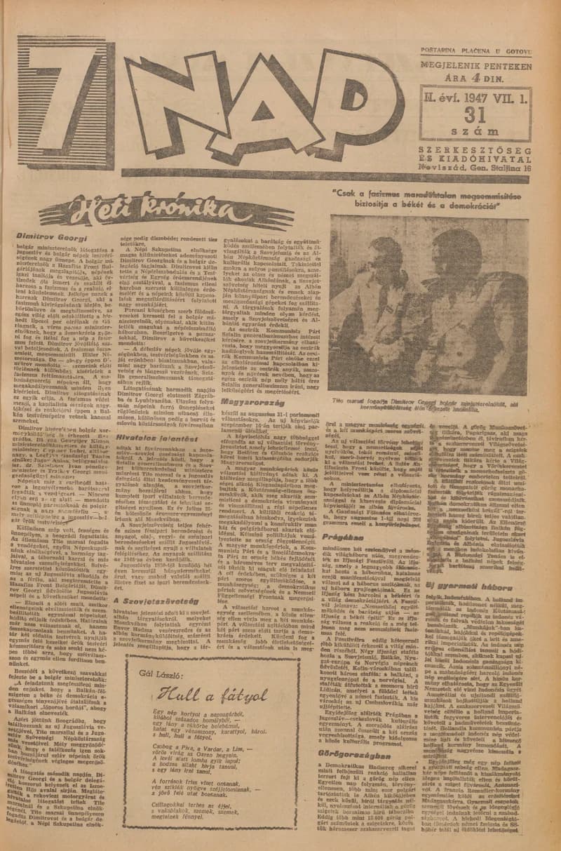 7 Nap, 2. évf. 1947. augusztus 1. 31. sz. 1–10. oldal
