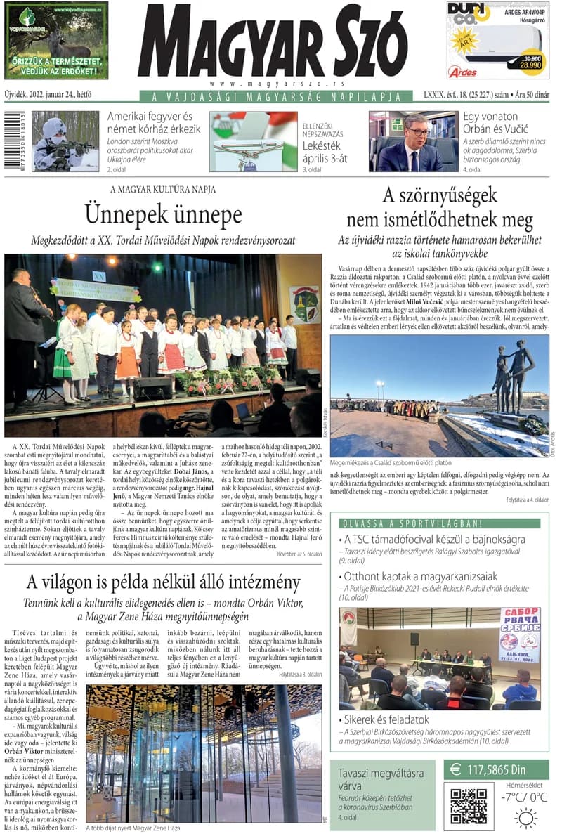 Magyar Szó, 79. évf. 2022. január 24. 18. sz. 1–16. oldal