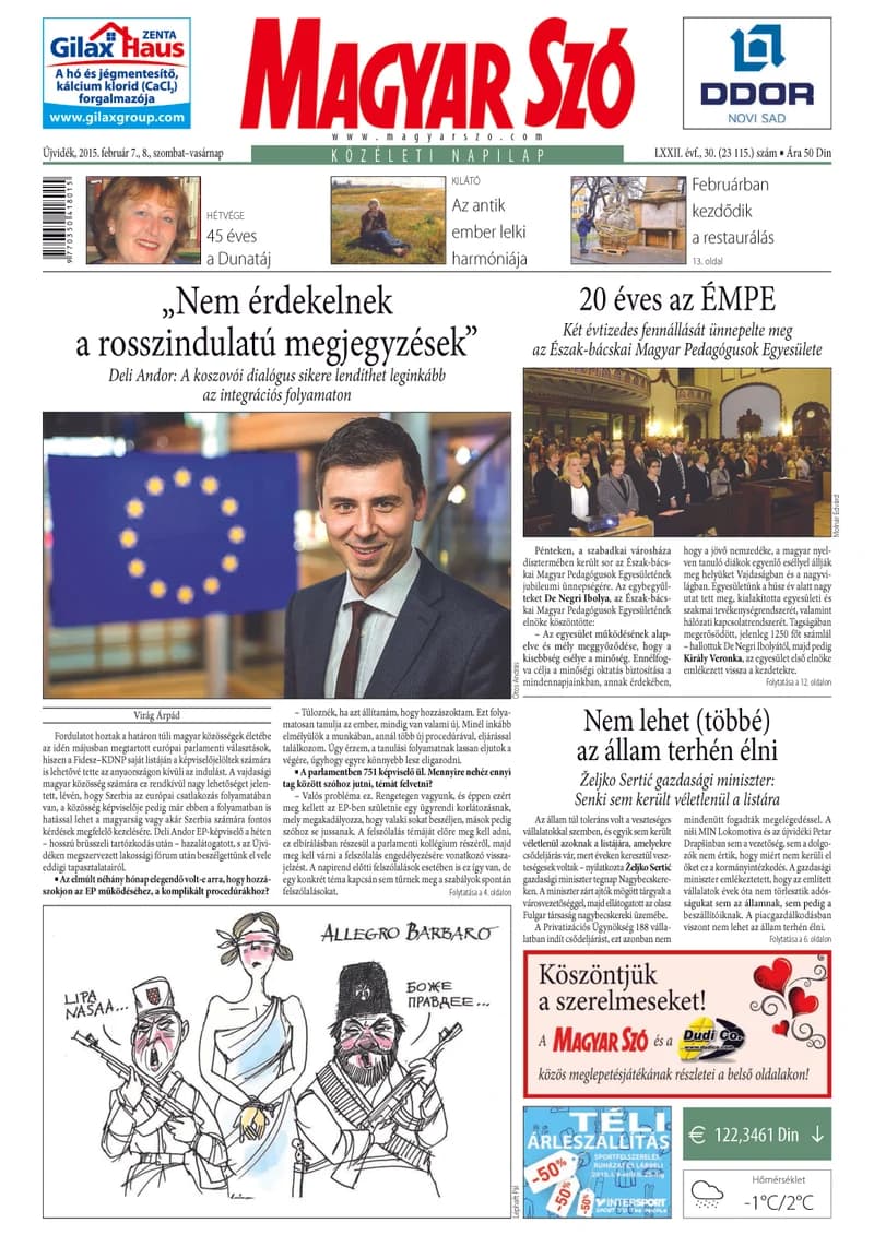 Magyar Szó, 72. évf. 2015. február 7. – 8. 30. sz. 1–32. oldal