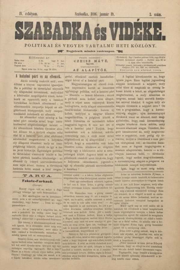 Szabadka és vidéke II, 4. évf. 1896. január 19. 3. sz.