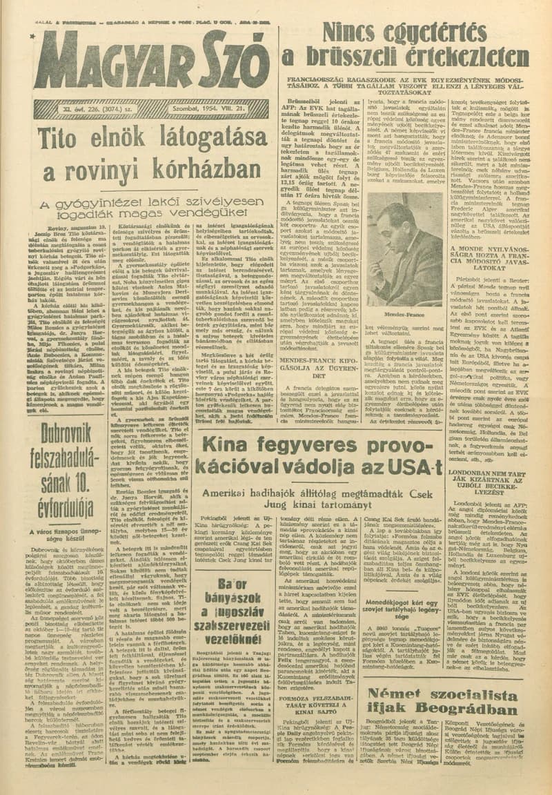 Magyar Szó, 11. évf. 1954. augusztus 21. 226. sz. 1–8. oldal