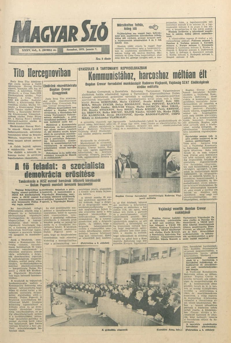 Magyar Szó, 35. évf. 1978. január 7. 5. sz. 1–20. oldal