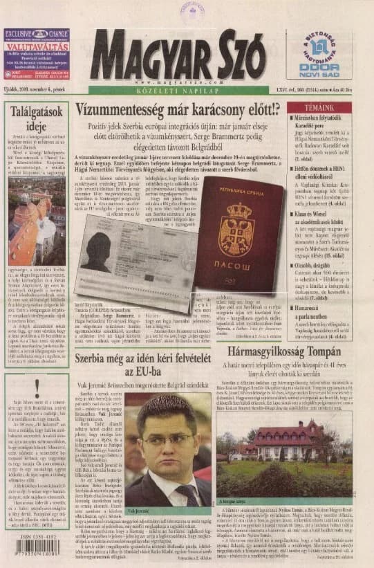 Magyar Szó, 66. évf. 2009. november 6. 260. sz. 1–20. oldal