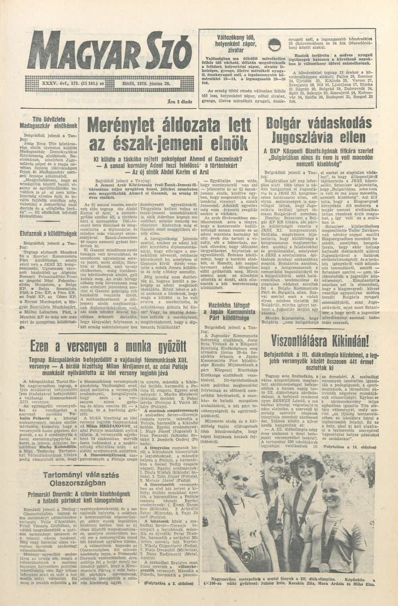 Magyar Szó, 35. évf. 1978. június 26. 173. sz. 1–8. oldal