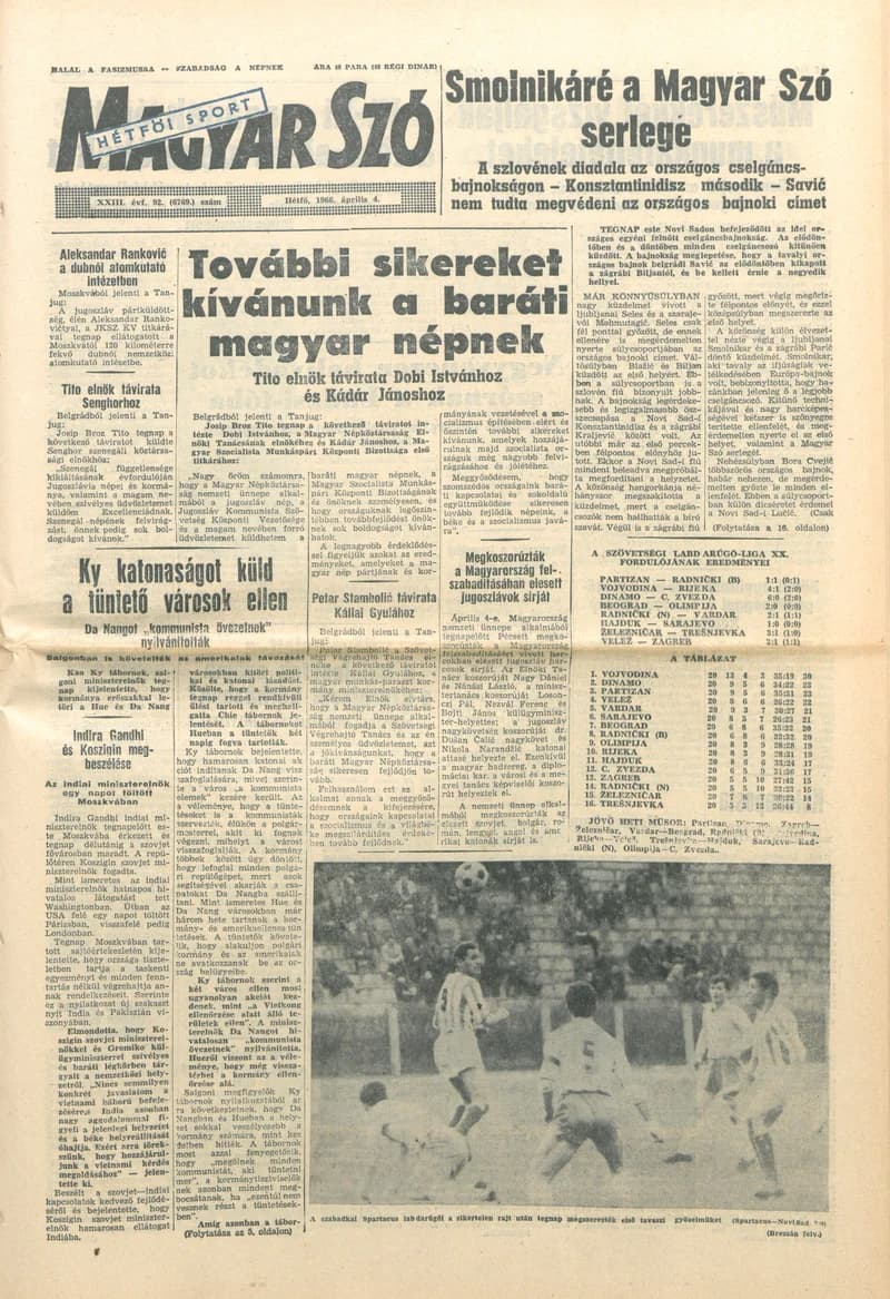 Magyar Szó, 23. évf. 1966. április 4. 92. sz.