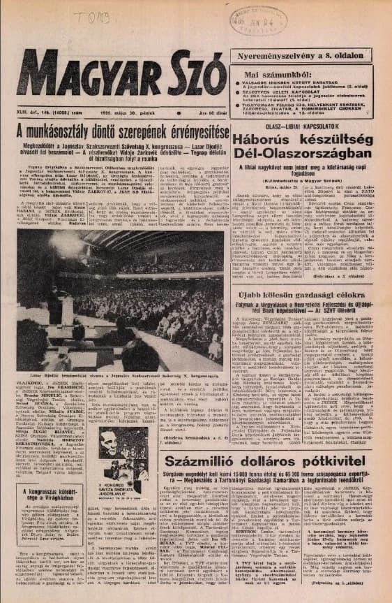 Magyar Szó, 43. évf. 1986. május 30. 146. sz. 1–24. oldal