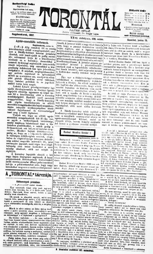 Torontál, 26. évf. 1897. június 19. 138. sz.
