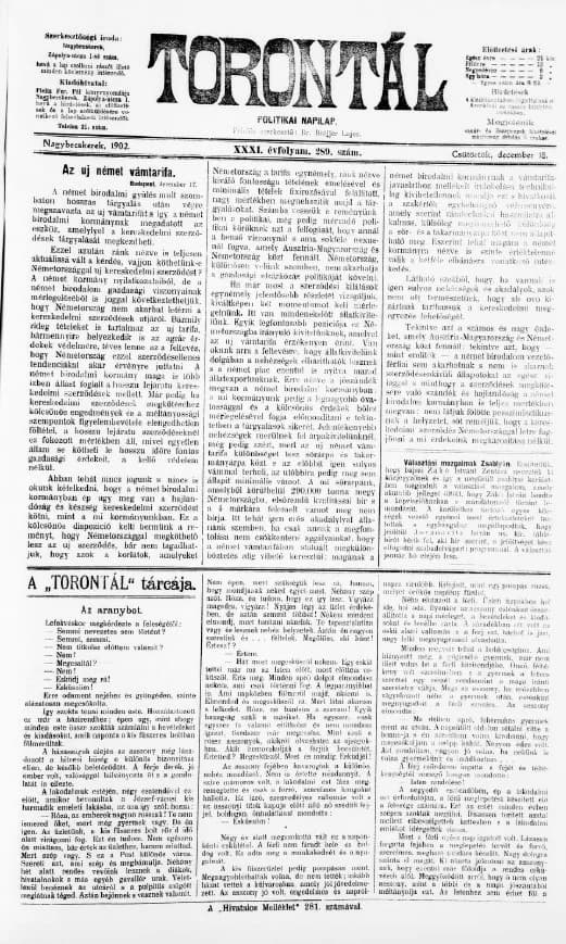 Torontál, 31. évf. 1902. december 18. 289. sz.