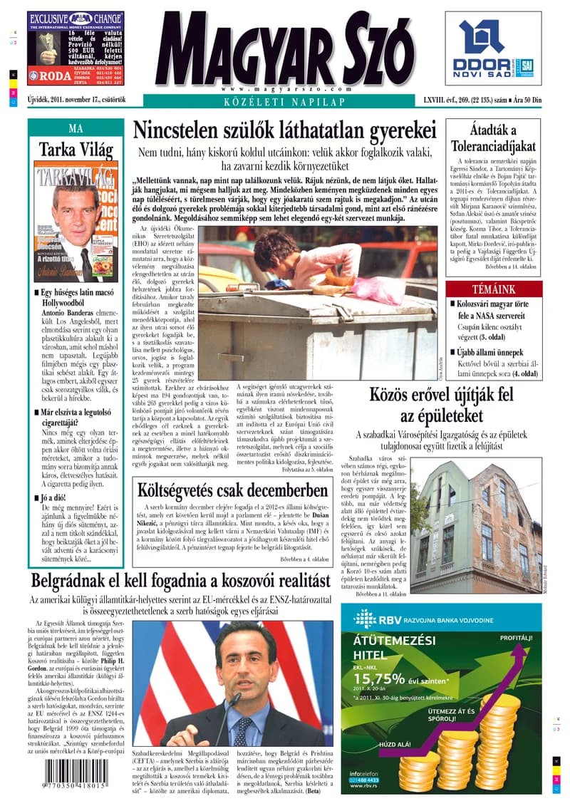 Magyar Szó, 68. évf. 2011. november 17. 269. sz. 1–20. oldal