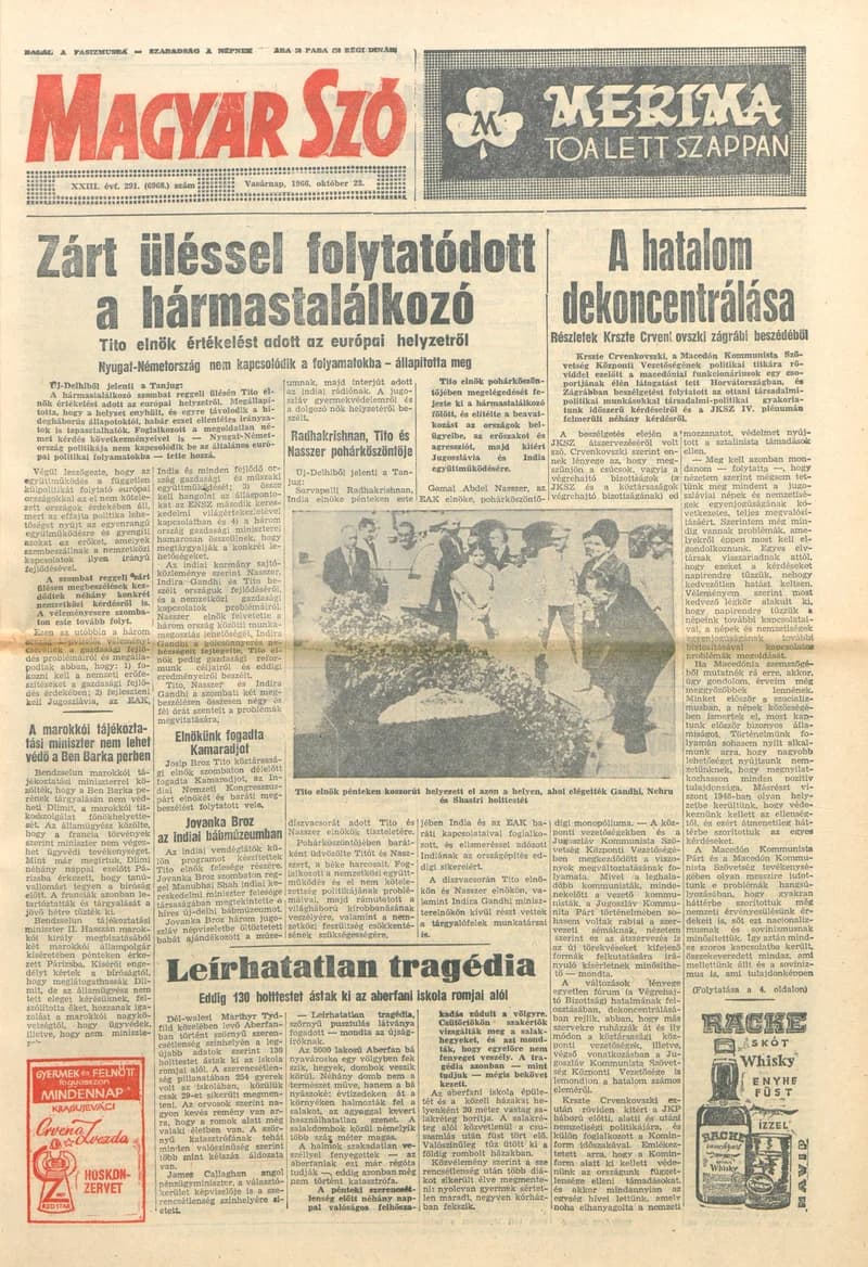 Magyar Szó, 23. évf. 1966. október 23. 291. sz.