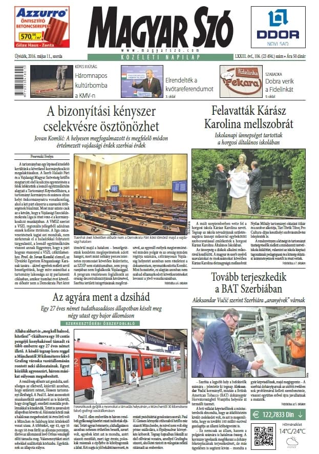 Magyar Szó, 73. évf. 2016. május 11. 106. sz. 1–16. oldal