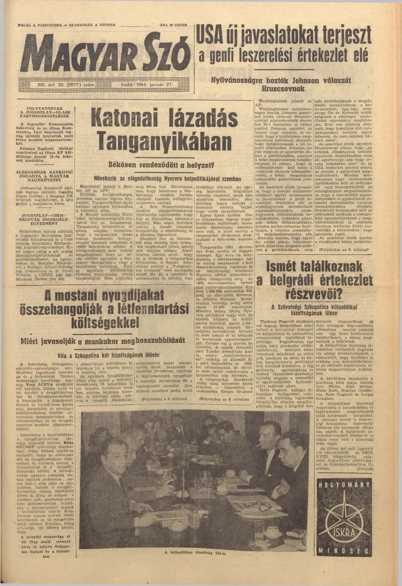 Magyar Szó, 21. évf. 1964. január 21. 20. sz. 1–16. oldal