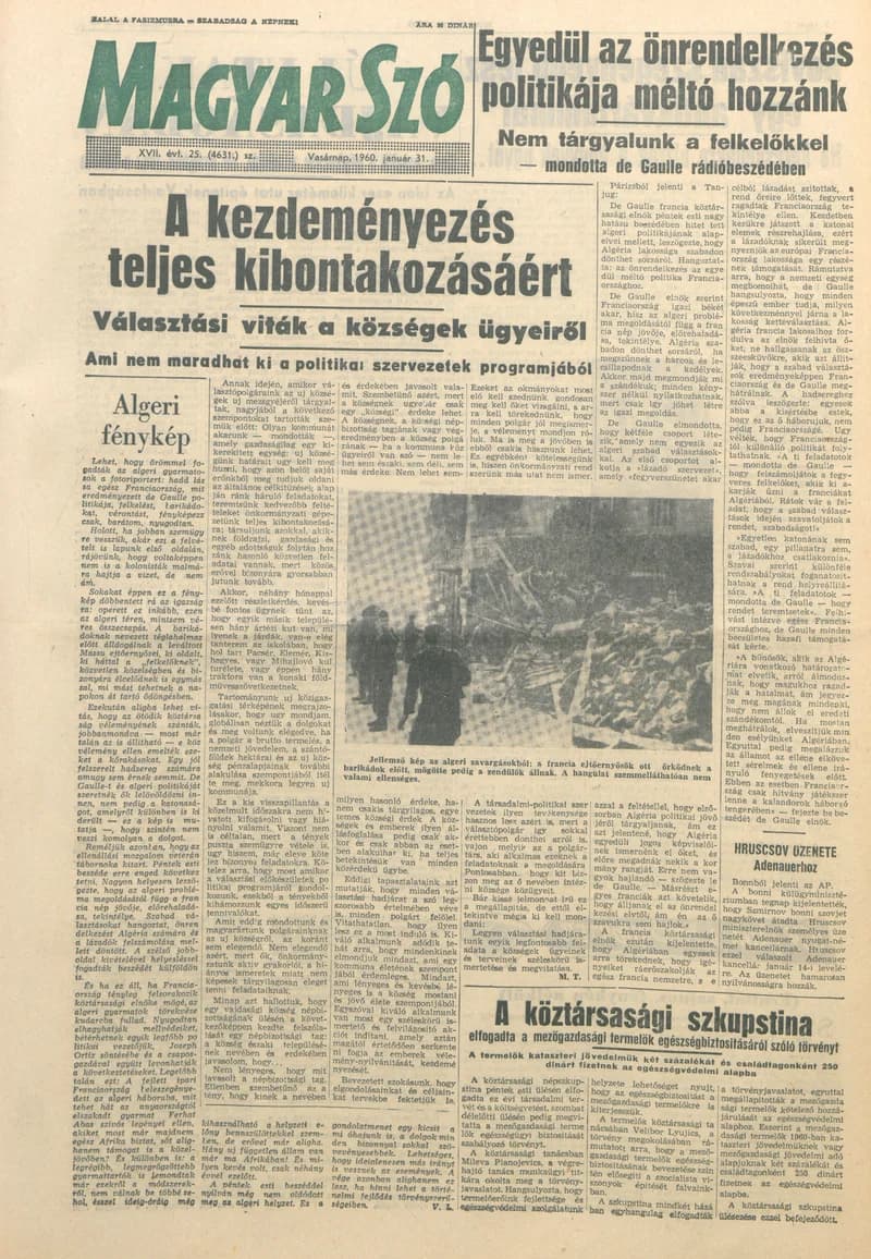 Magyar Szó, 17. évf. 1960. január 31. 25. sz. 1–24. oldal