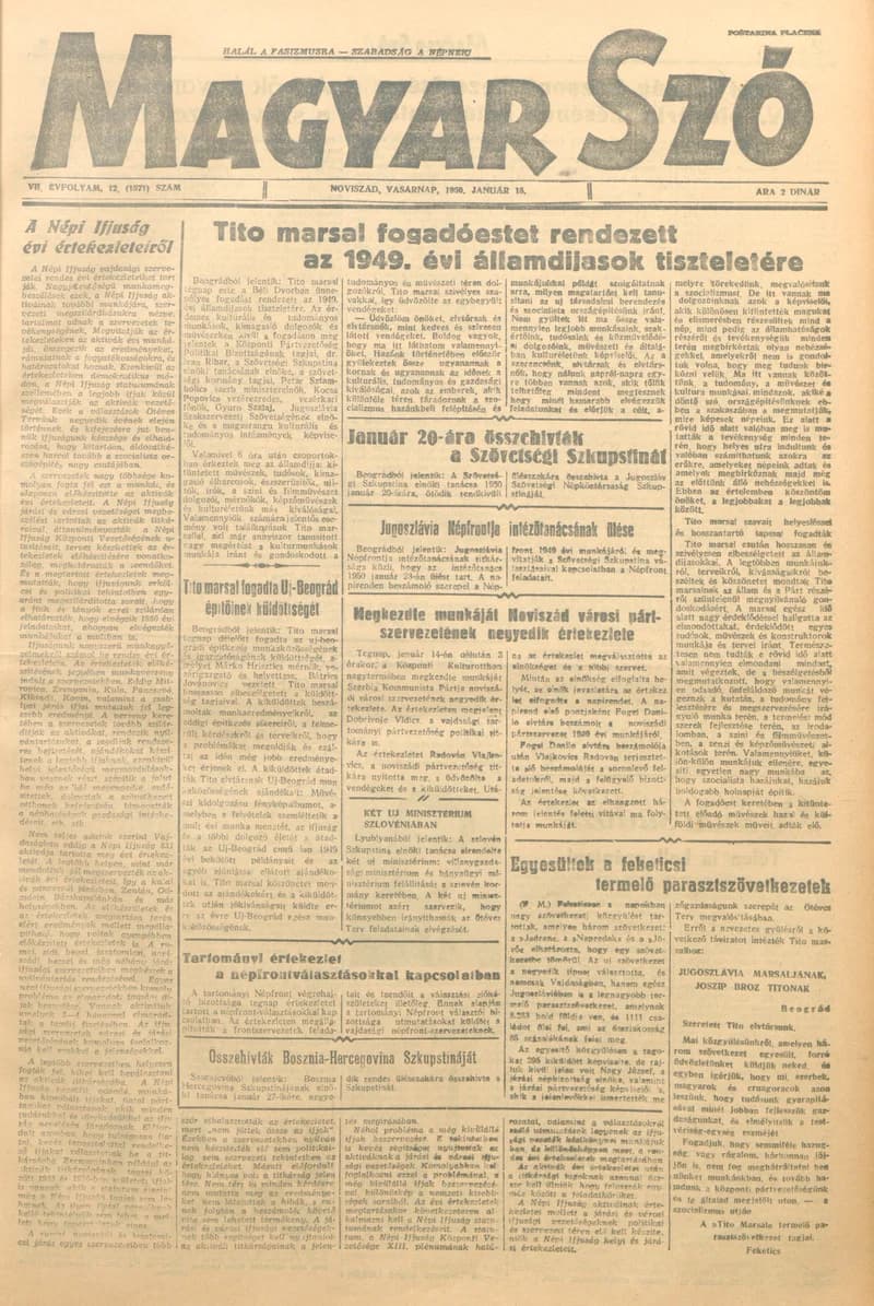Magyar Szó, 7. évf. 1950. január 15. 12. sz. 1–4. oldal
