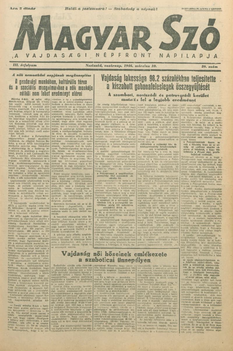 Magyar Szó, 3. évf. 1946. március 10. 59. sz. 1–6. oldal