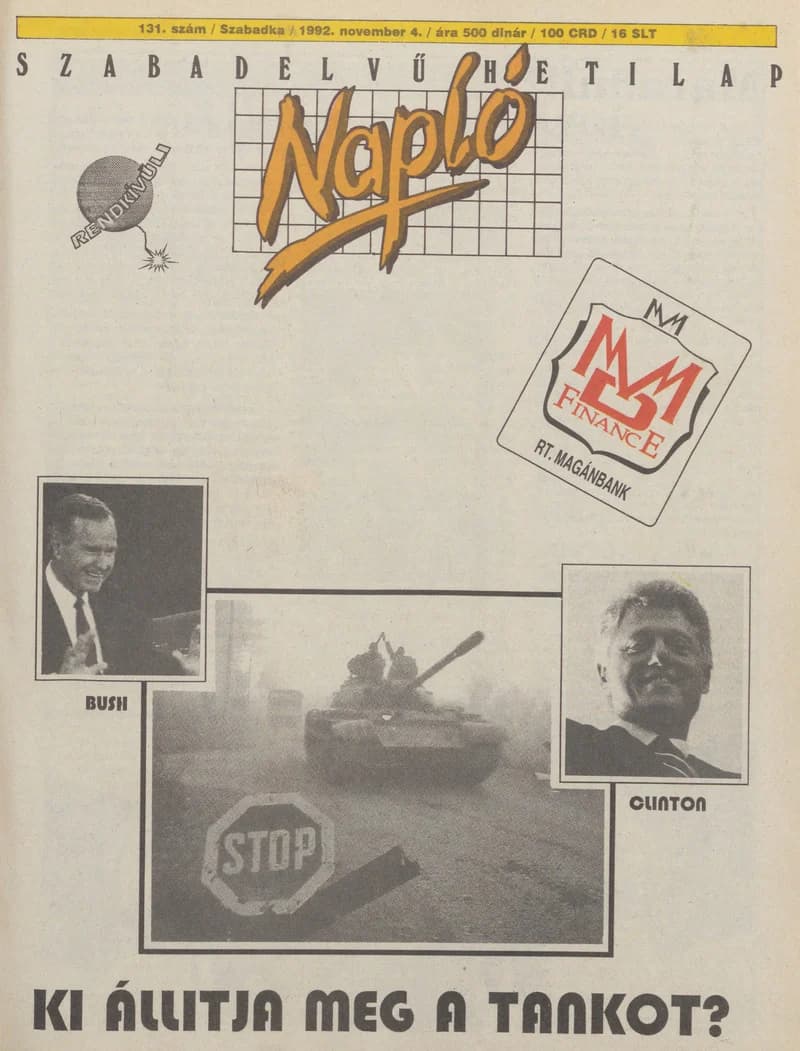 Napló - Szabadelvű hetilap, 3. évf. 1992. november 4. 131. sz.