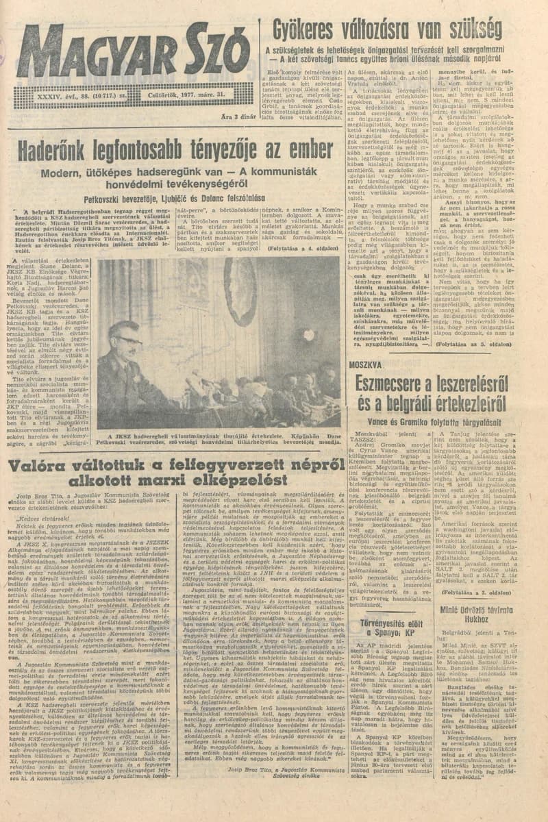 Magyar Szó, 34. évf. 1977. március 31. 88. sz.