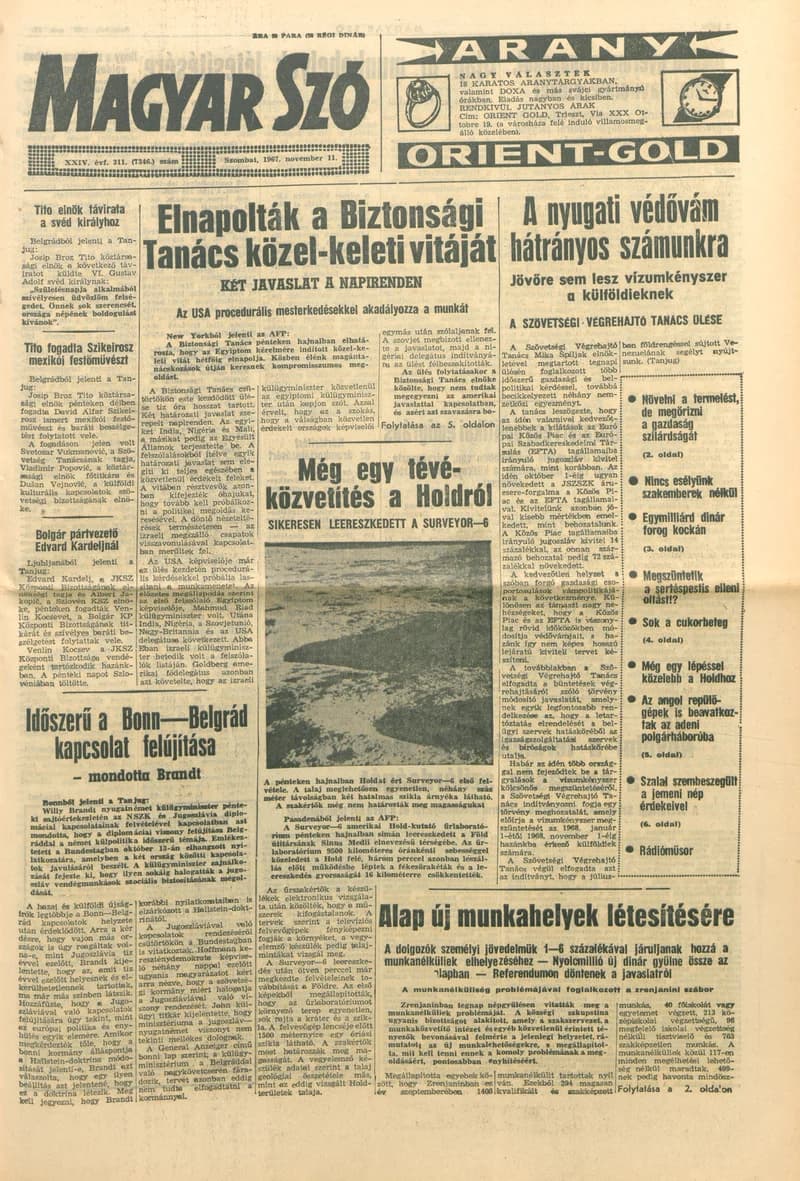 Magyar Szó, 24. évf. 1967. november 11. 311. sz. 1–12. oldal