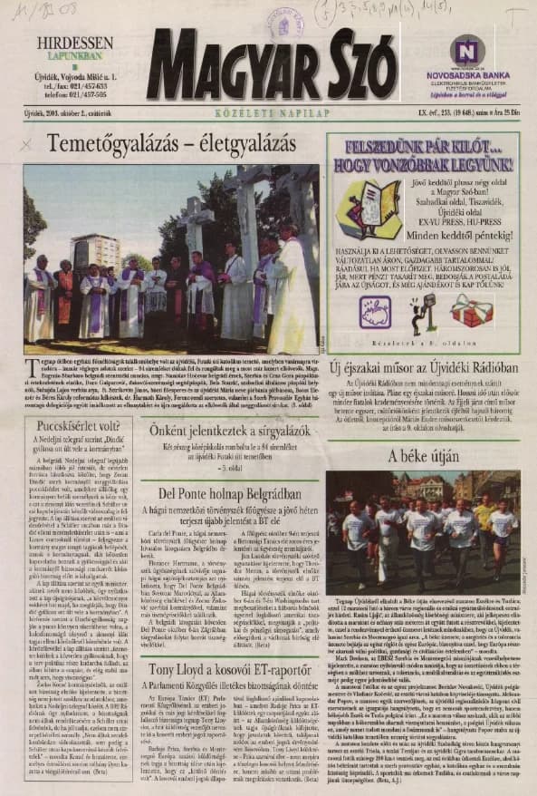 Magyar Szó, 60. évf. 2003. október 2. 233. sz. 1–16. oldal