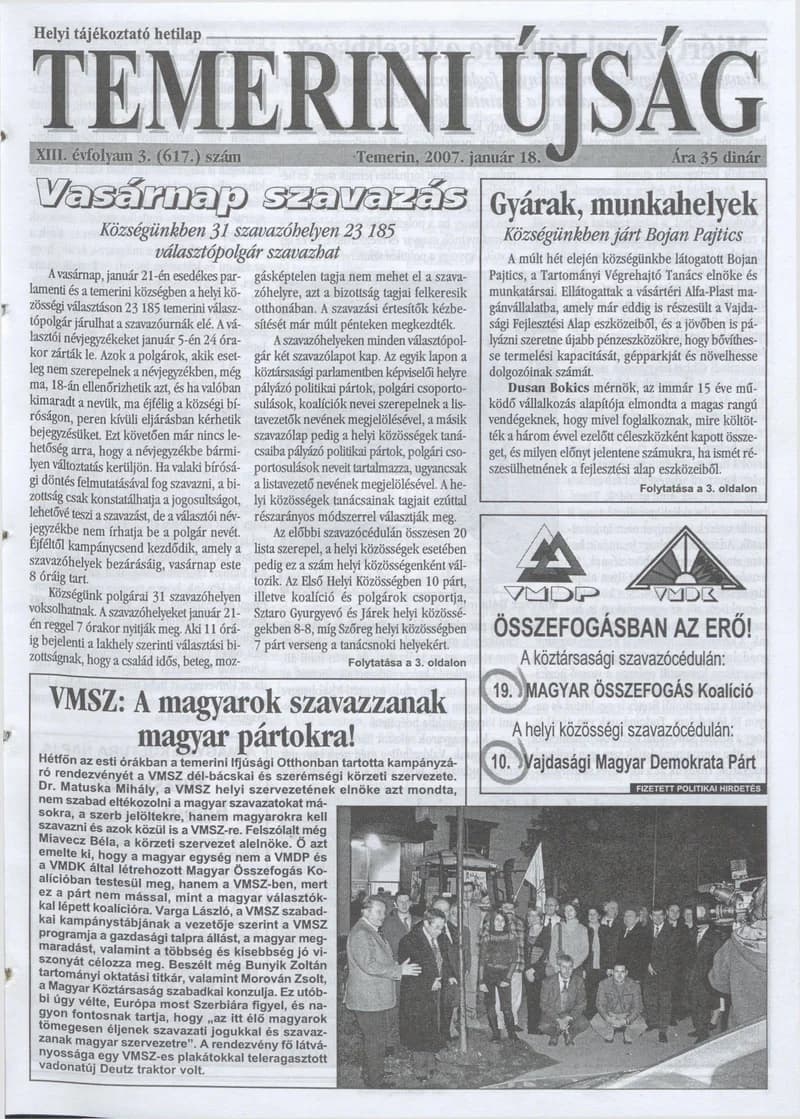 Temerini Újság, 13. évf. 2007. január 18. 3. sz.