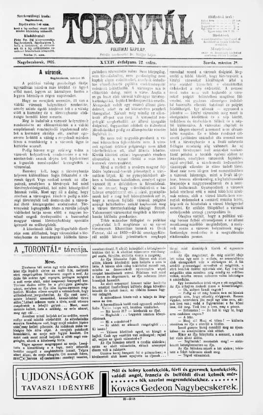 Torontál, 34. évf. 1905. március 29. 72. sz.