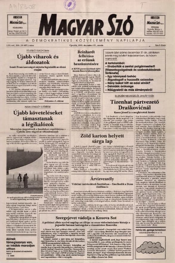 Magyar Szó, 56. évf. 1999. december 29. 259. sz. 1–16. oldal