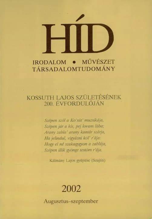 Híd, 66. évf. 2002. augusztus – szeptember. 8–9. sz. 977–1188. oldal
