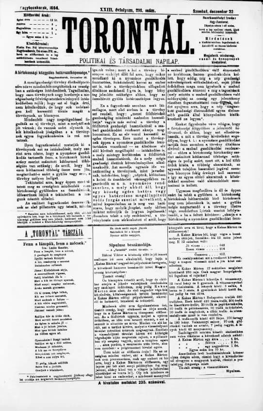 Torontál, 23. évf. 1894. december 22. 293. sz.