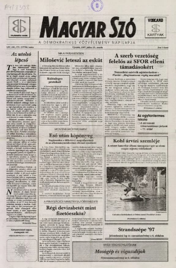 Magyar Szó, 54. évf. 1997. július 23. 171. sz. 1–16. oldal