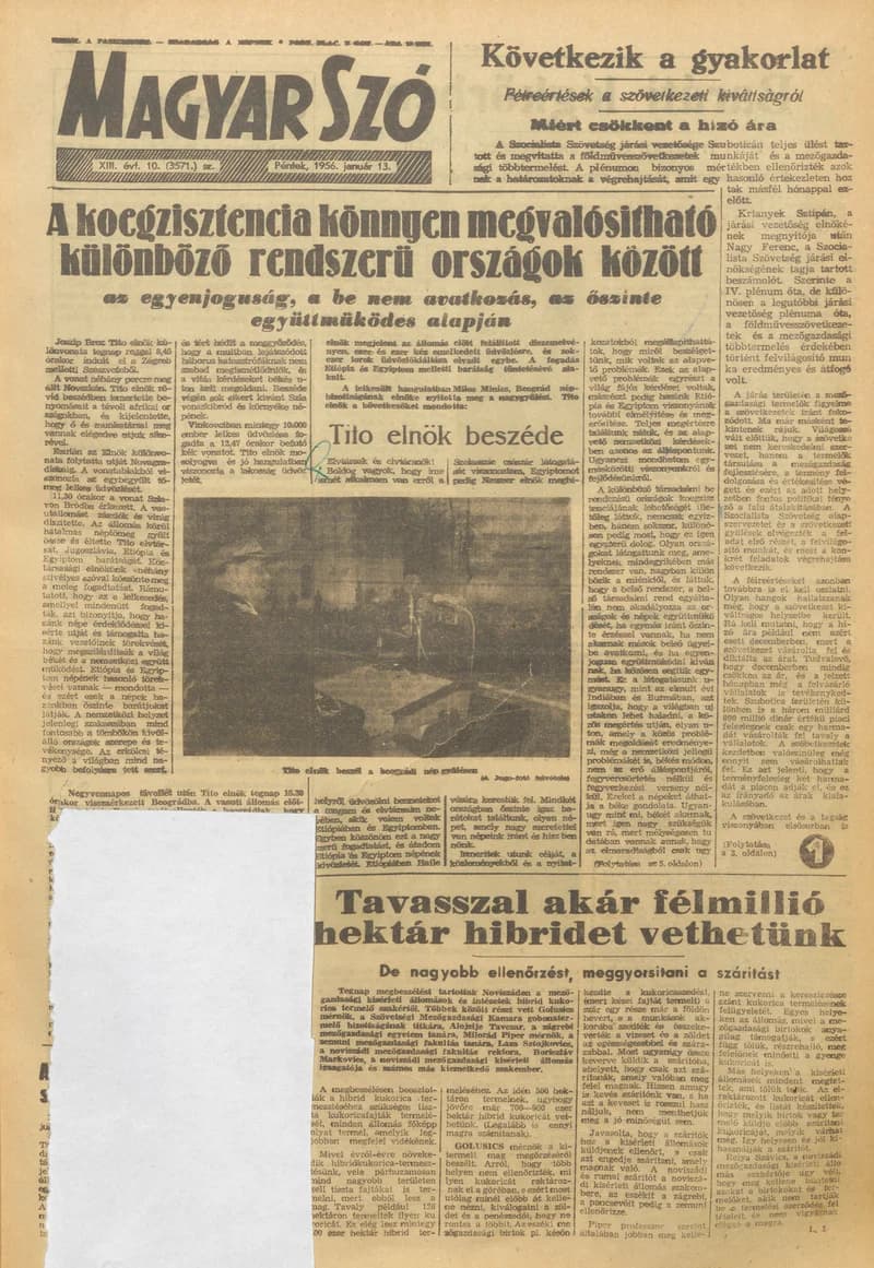 Magyar Szó, 13. évf. 1956. január 13. 10. sz. 1–8. oldal
