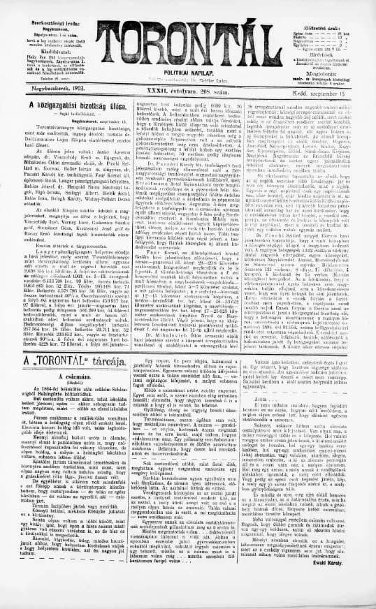 Torontál, 32. évf. 1903. szeptember 15. 208. sz.