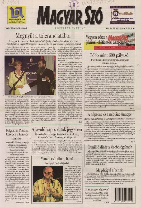 Magyar Szó, 62. évf. 2005. május 26. 121. sz. 1–20. oldal