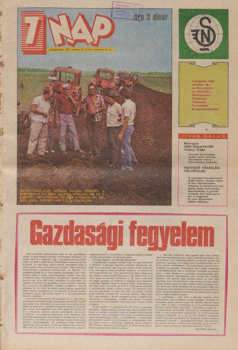 7 Nap, 31. évf. 1976. október 15. 41. sz. 1–24. oldal