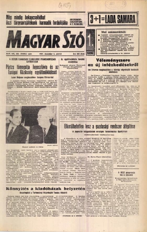 Magyar Szó, 44. évf. 1987. december 4. 332. sz. 1–20. oldal
